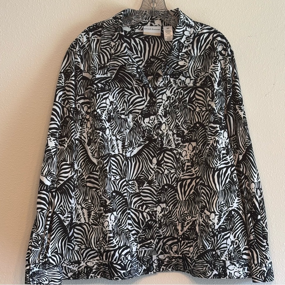 Alfred Dunner Black and White Zebra Print Top Size 22W